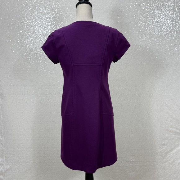 Diane Von Furstenberg Purple Wool Sheath Dress Women’s 6 Cap Sleeve V-Neck - Picture 9 of 15